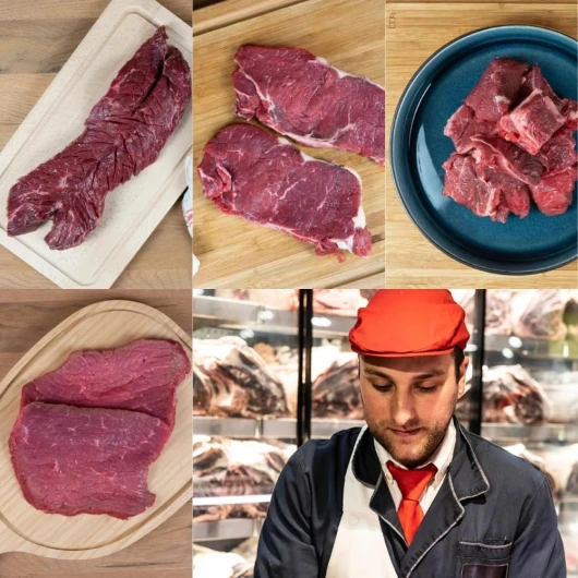 Colis Viande de Bœuf Charolais - Faux Filets, Onglets, Steaks et Bourguignon - 2,2kg de Viande Française - Boucherie artisanale - Maison Victor depuis 1976