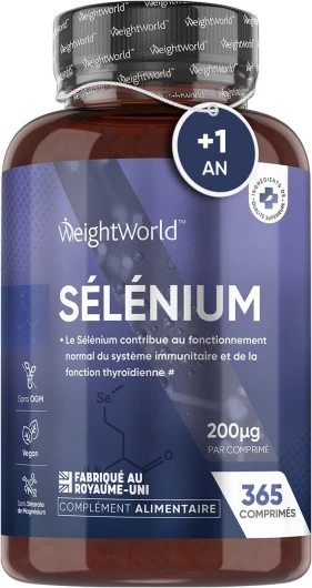 Selenium 200mcg (L Selenomethionine) 365 Comprimés Vegan (+1 An), 1 Comprimé Tous Les 2 Jours - Thyroïde, Cheveux, Ongles, Système Immunitaire, Antioxydant - Haute Absorption & Dosage Puissant