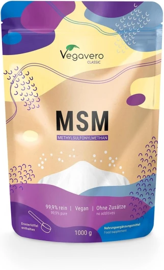 MSM Vegavero® Poudre - 1 Kg Méthylsulfonylméthane Pur à 99,9% - Sans Additifs & VEGAN - Formation de Collagène - Testé en Laboratoire - Format Sachet ou Boîte