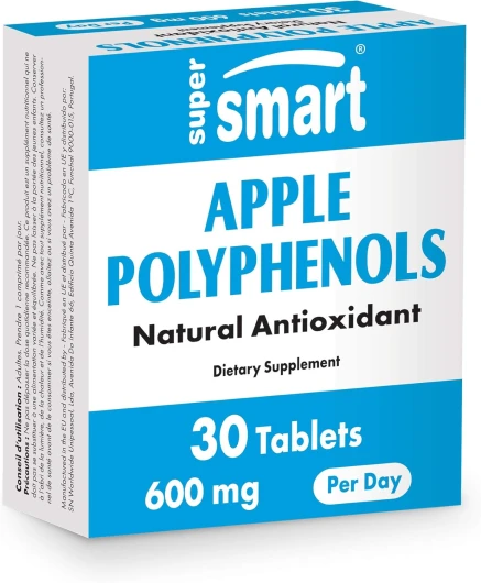 Apple polyphenols 600 mg - Lutte contre le Stress Oxydatif Associé au Vieillissement Cellulaire - Extrait de Pomme Standardisé à 80% Polyphénols et 5% Phloridzine - Vegan - Supersmart