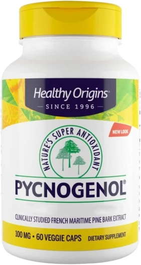 , Pycnogenol, 100mg, Extrait d'écorce de Pin avec Procyanidines, 30 Capsules végétaliennes, Sans Soja, Sans Gluten, Végétarien, Sans OGM