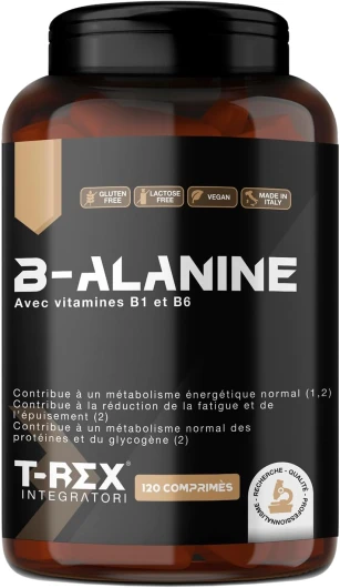 Bêta-Alanine 1000mg 100 comprimés de 1500 mg avec vitamines B1-B6-E - Complément Alimentaire à base d'Acides Aminés B-Alanine, Récupération Musculaire Post-Entraînement Puissante