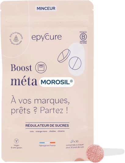 Boost Méta Morosil 400mg Hautement Dosé - 87% Naturel - Équilibre Énergétique - Orange Moro, Cola, Chrome, Choline - Goût Myrtille - 1 Mois - Vegan