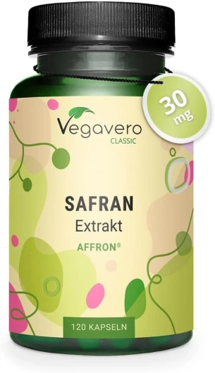 Safran 30 mg - Extrait de Qualité : Affron® - 120 Gélules - Anti Stress & Humeur Positive - Analysé en Laboratoire - Vegan & Sans Additifs - Vegavero®