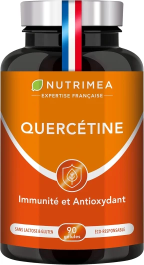 QUERCETINE 600 mg - Vegan & Sans Excipient - Avec Bromélaïne & Vitamine C Végétales - Puissant Antioxydant, Renforce l'Immunité - Nutrimea - 90 Gélules - Fabriqué en France