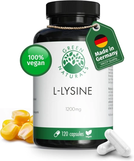 L-Lysine 1200 mg – Haute dose – 120 gélules (2 mois de cure) – Fermentée à partir de maïs – 100% naturelle, pure et vegan – Soutient la peau et le système immunitaire