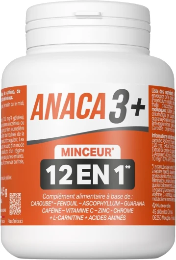 + - Minceur 12 En 1 - Complément Alimentaire - Réduit l'appétit(1) & Absorption Des Graisses(3) - Caféine & L-Carnitine - Programme Minceur 30 Jours - Fabriqué En France - 120 Gélules