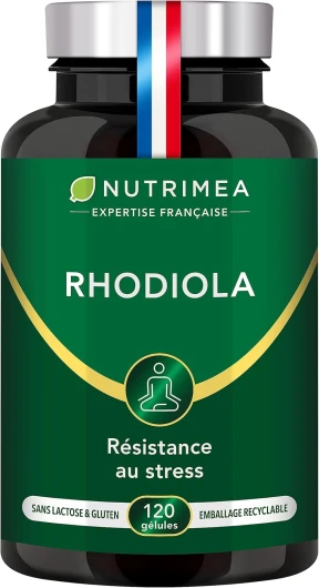 RHODIOLA ROSEA - 400 mg - Formule 100% Pure - Extrait de Racine Titré à 3% en Salidroside - Stress & Fatigue - Concentration & Cognition - 120 Gélules Vegan - Nutrimea - Fabriqué en France