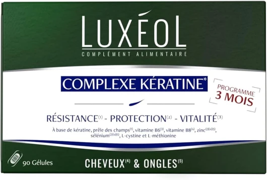 Complexe Kératine - Complément alimentaire - Résistance et Protection(1)- Cheveux et ongles(2) - 90 gélules - 41g