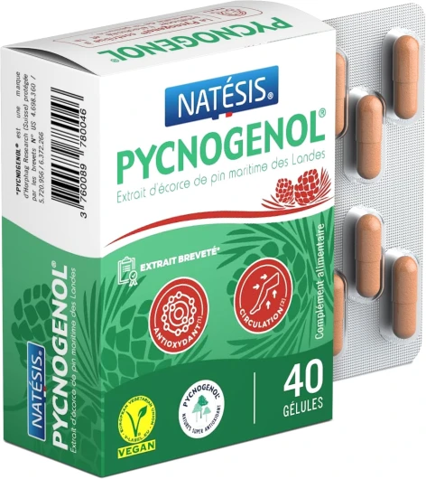 PYCNOGENOL - Antioxydant - Circulation Sanguine Jambes - Extrait Écorce Pin des Landes 100% naturel et français - Circulation veineuse - Anti Jambes Lourdes - VEGAN - 40 gélules