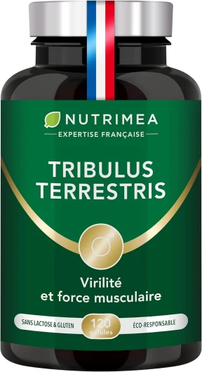 TRIBULUS TERRESTRIS - Extrait Titré en Saponines 10:1 - Source d'Energie pour Performances Sportives, Endurance & Croissance Musculaire - 600 mg - 120 Gélules Vegan - Nutrimea - Fabriqué en France