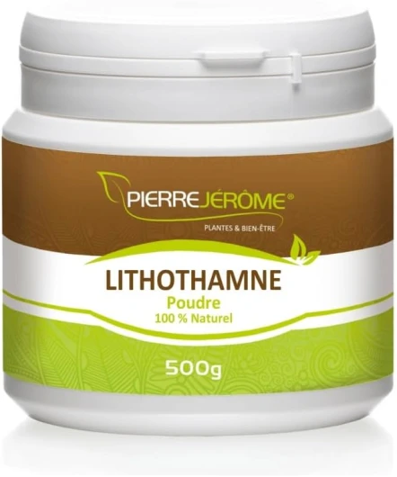 Lithothamne en Poudre Pierre Jérôme - Algue Rouge, Calcium Marin Naturel - Complément Os, Articulations, Equilibre Acido Basique - 500 G - 500 Jours