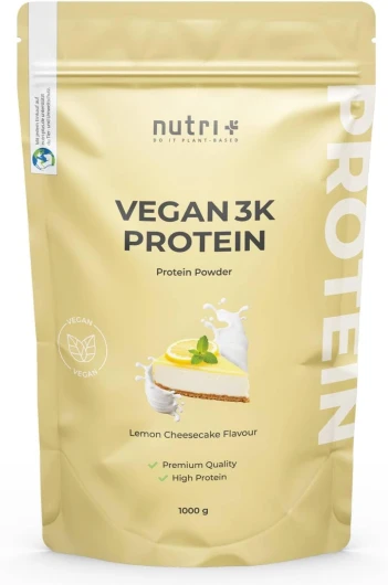 + Protéine en poudre Gâteau au fromage 1kg - 80% de protéines - Protéine végétalienne sans lactose et lactosérum - Mélange de protéines 3k Pois Soja Tournesol - Protein Shake Lemon Cheesecake 1 kg (Lot de 1)