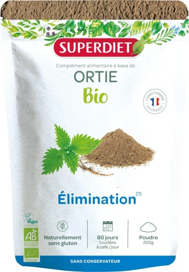 ORTIE BIO - Élimination- Sachet refermable - Conditionné en France - Poudre 200 g