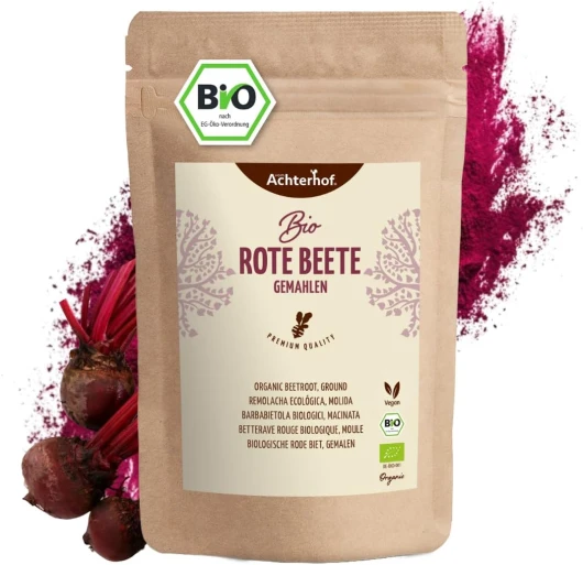 Poudre de betterave rouge bio 500g - terreuse, savoureuse et sucrée - utilisable crue ou cuite - idéale pour colorer les aliments - vom Achterhof