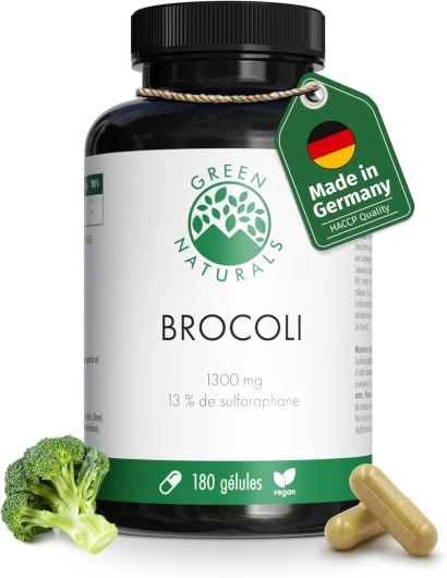 Brocoli - Haute dose: 170mg de sulforaphane & 1300mg d'extrait de brocoli par dose journalière - 3 mois de réserve (180 gélules) - Green Naturals®