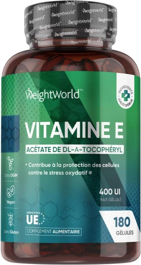 Vitamine E Gélule - 180 Gélules Vegan Pour 1 An, 1 Gélule tous les 2 Jours - Acetate Dl Alpha Tocopheryl -Selon EFSA, la vitamine E contribue à la protection des cellules contre le stress oxydatif