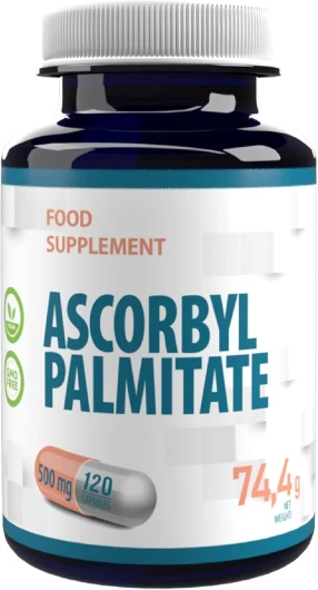 Palmitate d'ascorbyle 500mg 120 gélules végétaliennes, très puissantes, sans agents de remplissage ou de charge, sans OGM