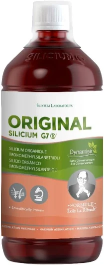 Original Formule améliorée - Complément de Silicium Liquide - Favorise la Production de Collagène Natif - Complément Alimentaire Peau - Pousse Cheveux très rapide - Traitement de 33 jours.