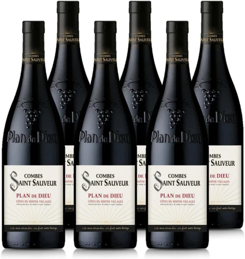 COMBES SAINT SAUVEUR - AOP Côtes du Rhône Village "Plan de Dieu" - Vin Rouge - Lot de 6 bouteilles x 75 cl