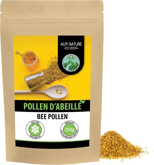 Pollen d'abeille (250g), pollen de fleurs, entièrement naturel issu de plusieurs pollens, sans additifs, issu d'une production durable de l'UE