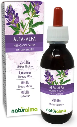 Luzerne ou Alfalfa (Medicago sativa) herbe avec fleurs Teinture Mère sans alcool Naturalma - Riche en Chlorophylle - Extrait liquide gouttes 120 ml - Complément alimentaire - Végétalien ou végan