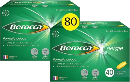 ® Energie - Complément alimentaire - Multivitamines et Minéraux - Vitamine C, B3, B5, B1, B12, Calcium, Magnésium et Zinc - Aide à réduire la fatigue grâce à la vitamine C - 2x40 cps à avaler