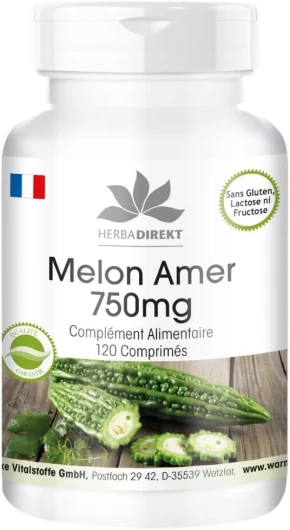 Melon amer 750mg - dosage élevé - avec 40μg de chrome - végétalien - 120 comprimés - Warnke Vitalstoffe - Qualité des pharmacies allemandes