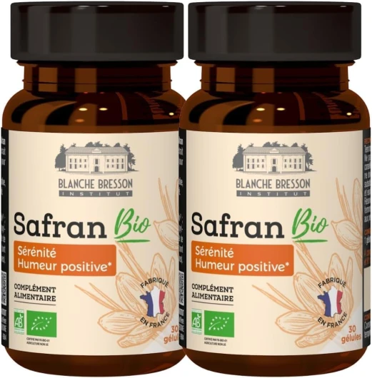 BLANCHE BRESSON - Safran Bio Safr’Inside™ - Humeur Positive & Sérénité - Extrait Breveté Tech'care Extraction™ - Dosage Optimal 30mg - 60 Gélules - Cure 60 Jours - Fabriqué en France