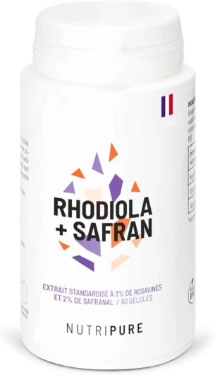 Rhodiola Rosea + Safran Bio - Amélioration Endurance - Stabilité Émotionnelle, Humeur Positive, Concentration - 3% Rosavine 1% Salidroside - 60 Gélules (1 mois) - Made in France