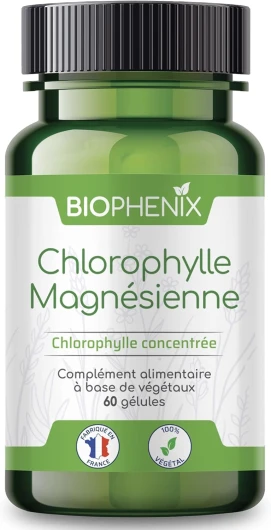 Chlorophylle Magnésienne 60 gélules - Complément alimentaire 100% naturel à base de végétaux - Detox - Protection des fonctions digestives, hépatiques et rénales