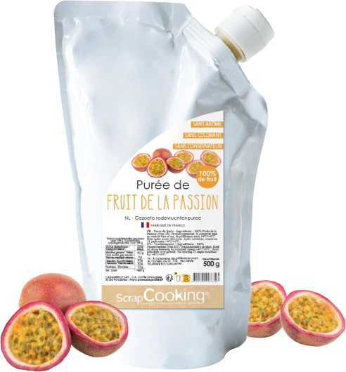 Purée de Fruit de la Passion 500 g - Purée de Fruits pour Pâtisserie - Macarons, Mousses, Gelées, Gâteaux, Ganaches, Nappages, Coulis, Glaces, Cocktails - Fabriqué en France - 4763