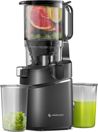 Extracteur de jus lent automatique Vos mains libres, Ouverture de 135 mm et capacité de 1,8 L, pour fruits et légumes entiers, 250W avec triple filtre - Noir