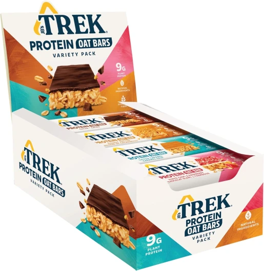 JB's TREK Barres d'Avoine Protéinées - Paquet Assortiment - Végétal - Sans Gluten - Vegan - 16 x 50g Barres - 800g