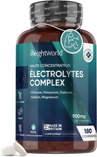 Electrolyte Complex - 180 Comprimés Keto 6 Mois - 900 mg/Portion - Sans Sucre Sodium, Calcium, Magnésium, Potassium, Chlorure - Sport, Fatigue, Hydratation - Alternative au Sachet, Sans Arrière-Goût