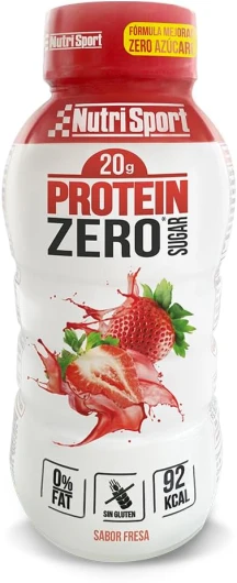 NUTRISPORT – Protéine Zéro - Suppléments sportifs - Protéines pour la masse musculaire - Shakes protéinés au lait - Smoothies pour perdre du poids - Shake aux Fraises avec Protéines Gym - 12x330ml..