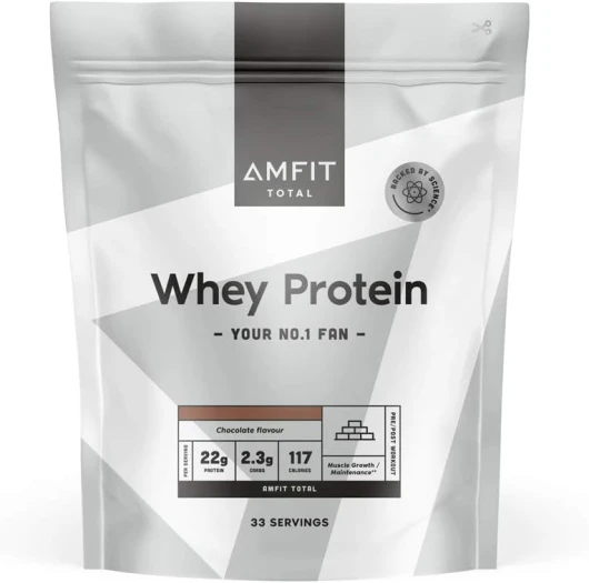 Marque Amazon - Amfit Nutrition Protéines en Poudre de Lactosérum (Whey), Chocolat , 33 portions, 1 kg (Lot de 1)