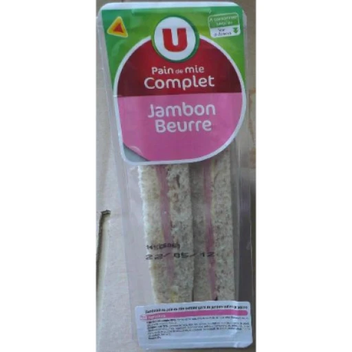 Sandwich pain de mie jambon beurre (u)