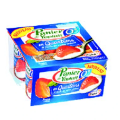 Panier de yoplait 0% saveur framboise, nectarine