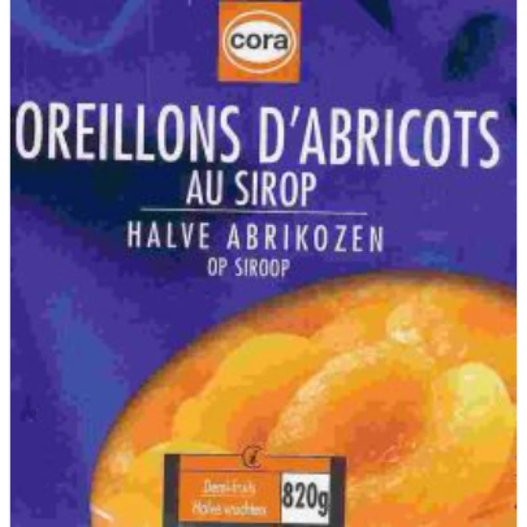 Oreillons d'abricots au sirop (marque cora)