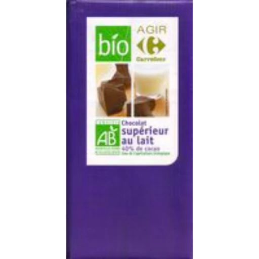 Chocolat au lait bio carrefour