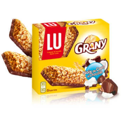 Barre de céréales Grany LU noix de coco et chocolat (20.8g)