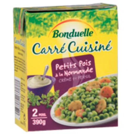 Petits pois à la normande bonduelle carré cuisiné