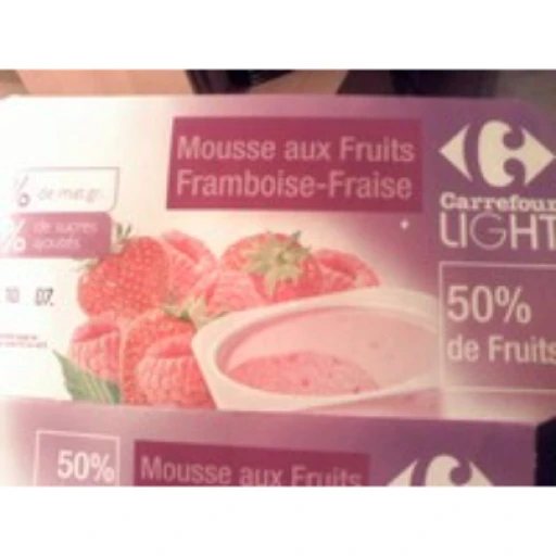 Mousse aux fruits framboise - fraise carrefour (88g)