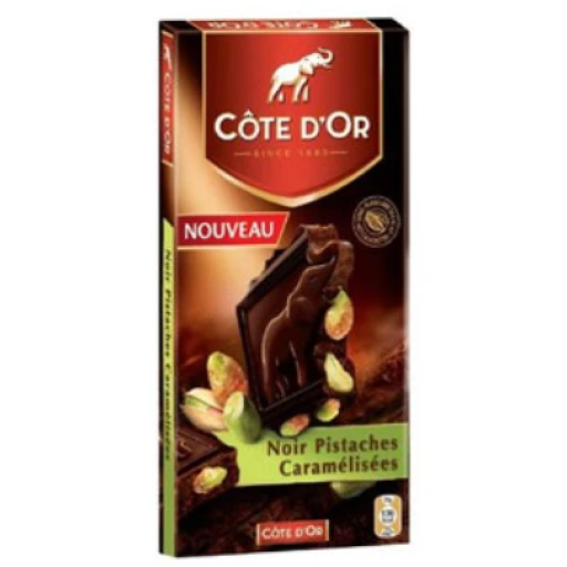 Chocolat côte d'or noir pistaches caramélisées