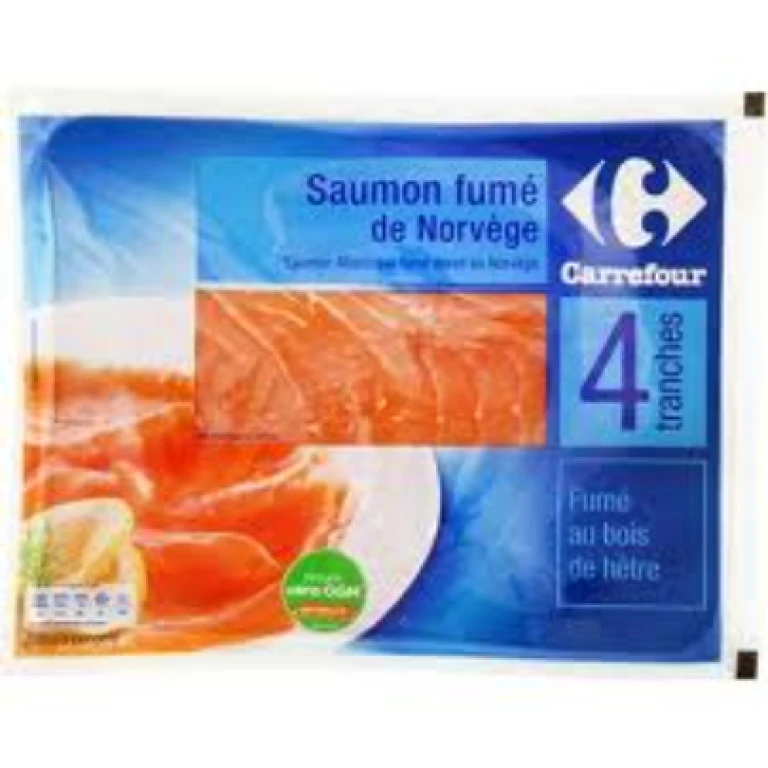 Saumon fumé de norvège carrefour (emballage bleu)