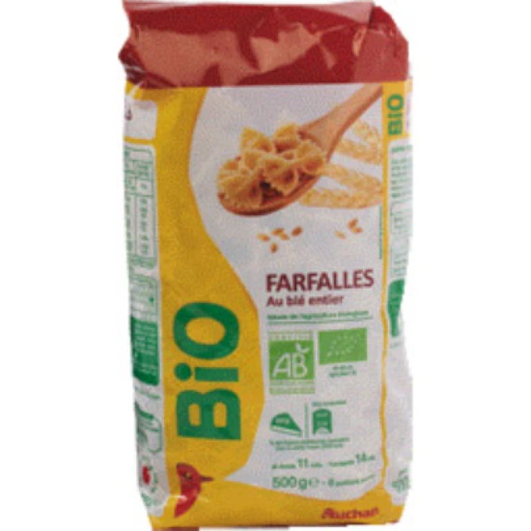 Farfalles (Auchan - bio - blé entier)