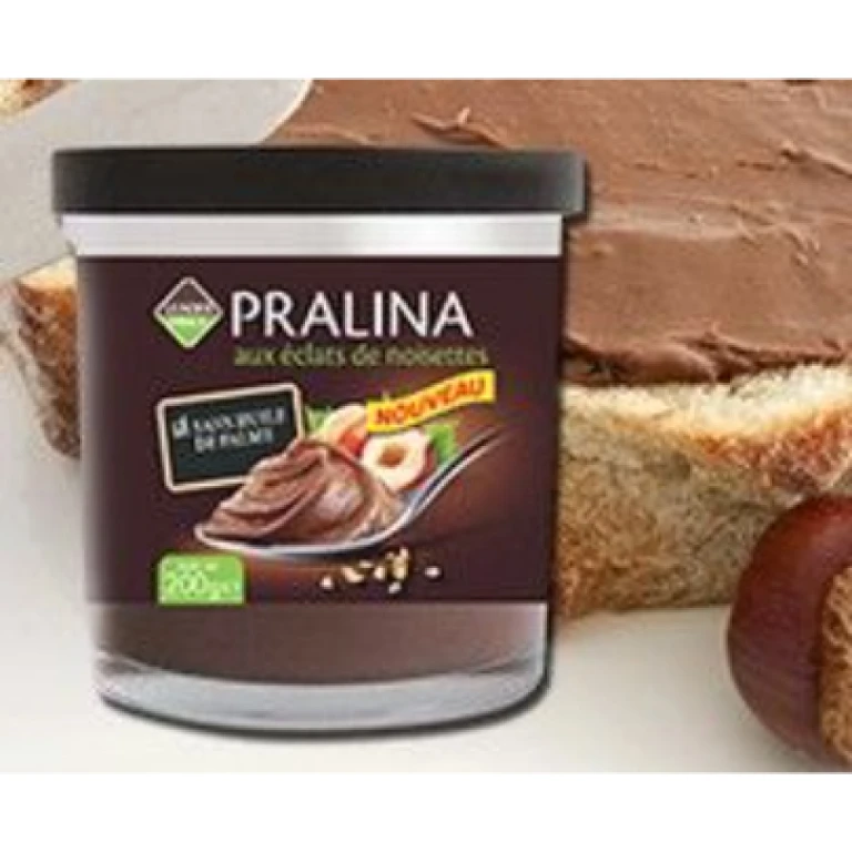 Pâte à tartiner pralina aux éclats de noisettes leader price