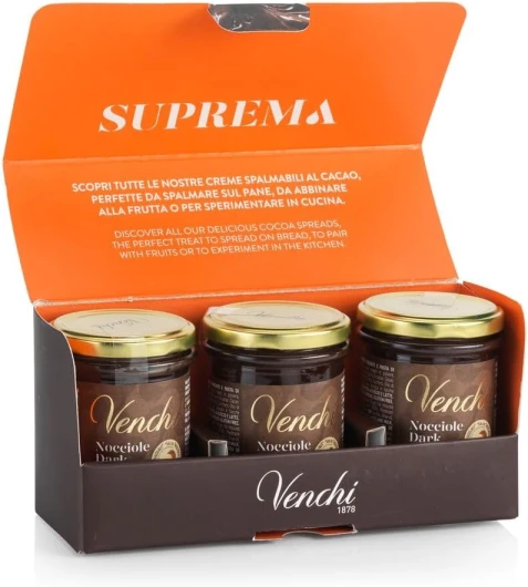 Kit Crèmes au Chocolat à Tartiner Noir et Noisettes - Ensemble de 3 Pots - Noisette du Piémont IGP, 600 g - Sans Gluten - Végétalien