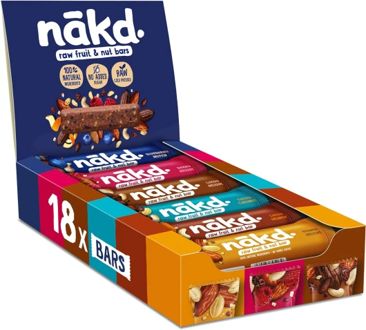 Nākd - Paquet Assortiment - Raw Barres De Fruits Et Noix - 100% D'ingrédients Naturels - Sans Sucre Ajoutés - Vegan - 18 X 35g - 630g